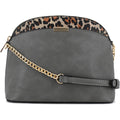 Leopard Accent Small Dome Crossbody Bag with Chain Strap