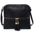 Whipstitch Tassel Zipper Crossbody Bag